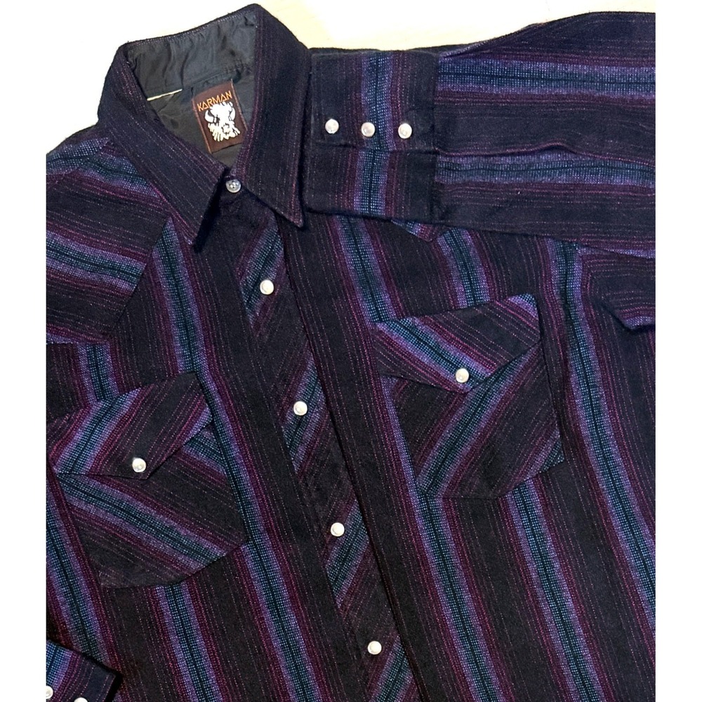 KARMAN - Men's VTG 70s Shirt - Western‎ Pearl Snap Cowboy - Medium (no tag)